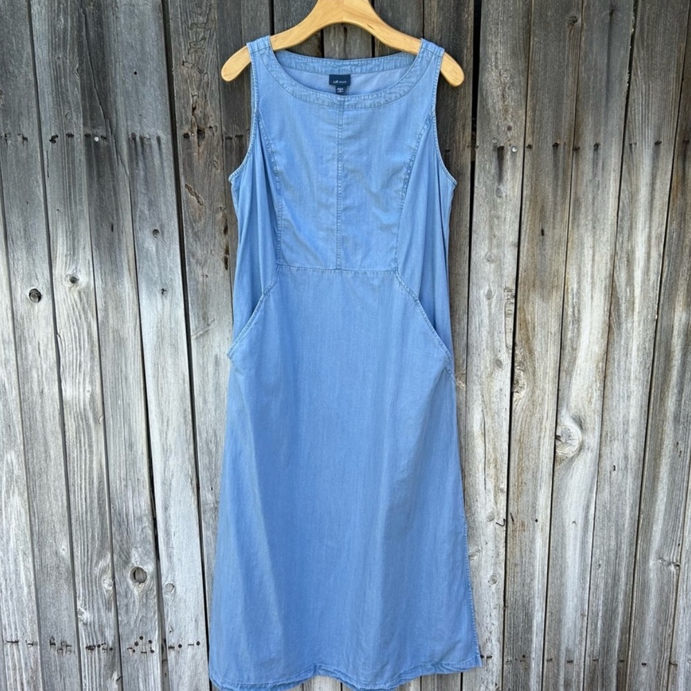 J. Jill Denim Chambray Sleeveless Maxi Dress Tencel Blue 1X